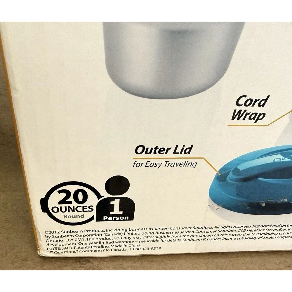 Crock-Pot Lunch Food Warmer Personal Mini Travel Slow Cooker Blue 20 Oz NIB